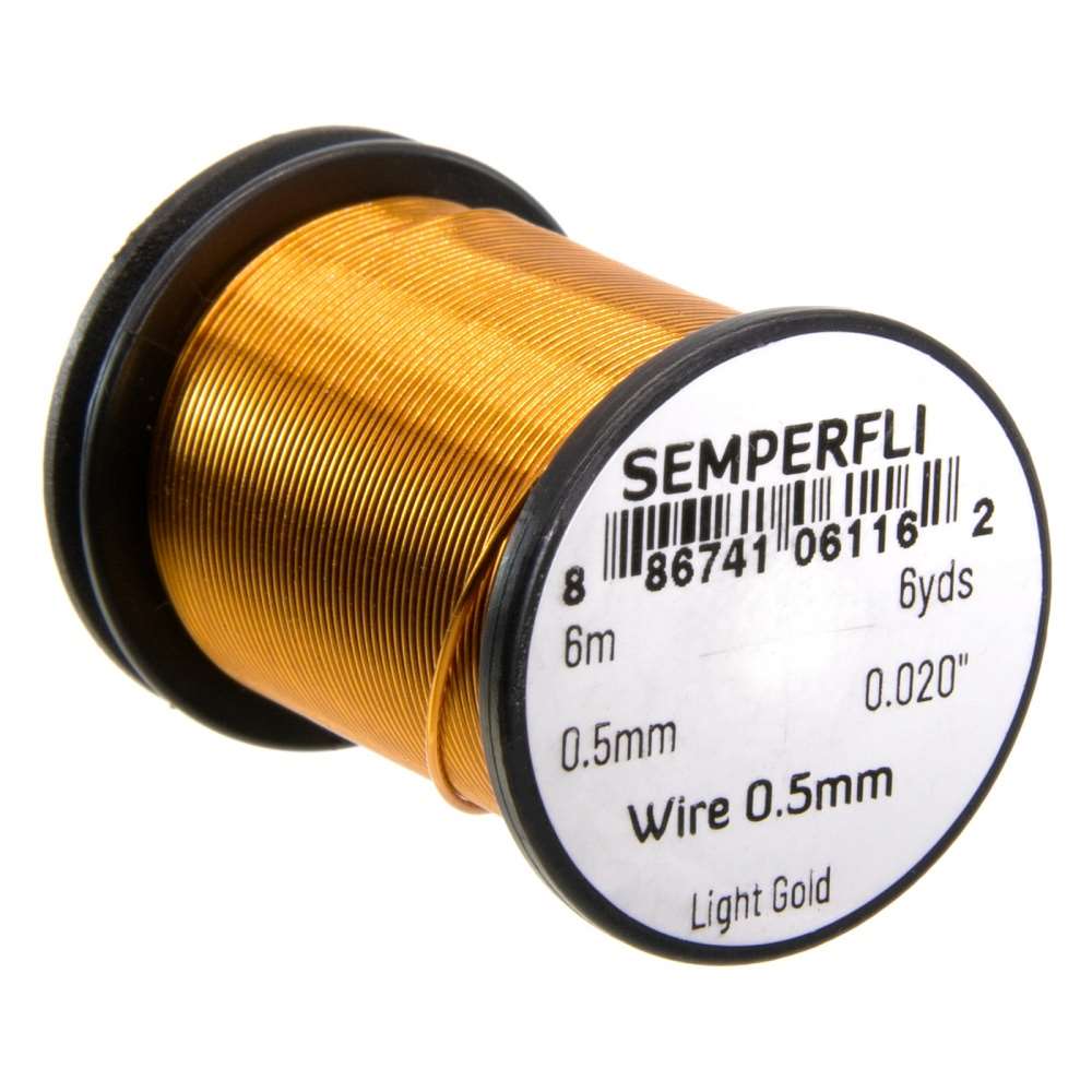 Semperfli Wire 0.5mm Light Gold Fly Tying Materials (Product Length 6.56 Yds / 6m)